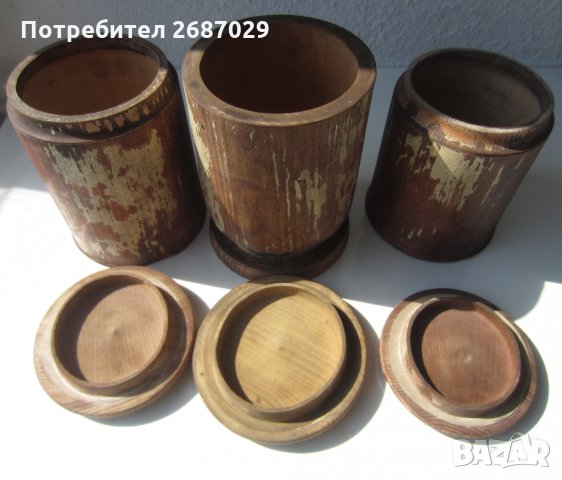 3 стари дървени кутии за подправки, дърво, снимка 2 - Антикварни и старинни предмети - 29593005