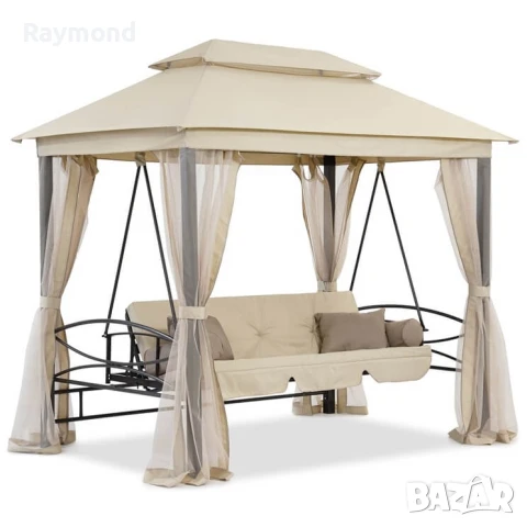 Луксозна градинска люлка Marbella с шатра и мрежа – трансформираща се в легло, снимка 9 - Градински мебели, декорация  - 51188226