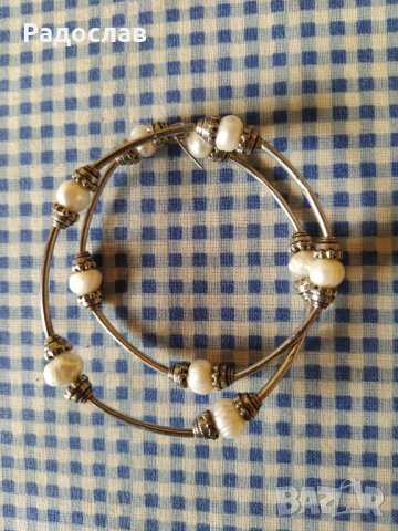 двойна гривна с естествени перли , снимка 2 - Гривни - 39926935