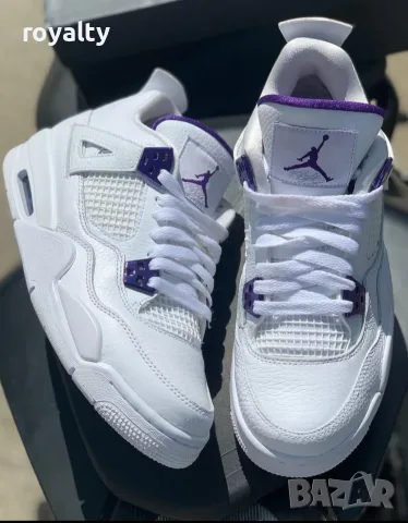 Jordan Air Jordan 4 Retro „Metallic Pack - Purple“ Нови Дамски Маратонки Найк с Кутия 