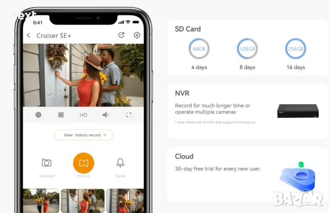 Въртяща IP камера Dahua IMOU Cruiser SE 5MP Wi-Fi PTZ +24м Гаранция, снимка 5 - IP камери - 48025363
