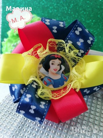 Панделка на Снежанка в червено, синьо и жълто, снимка 4 - Шноли, диадеми, ленти - 34193840