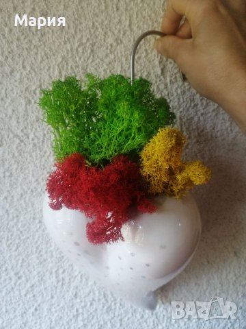 Нова керамична ваза сърце - Уникат със Скандинавски мъх в Вази в гр ...