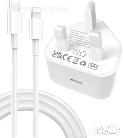 Ново Бързо зарядно устройство USB C 20W + 2м Lightning кабел за iPhone Айфон