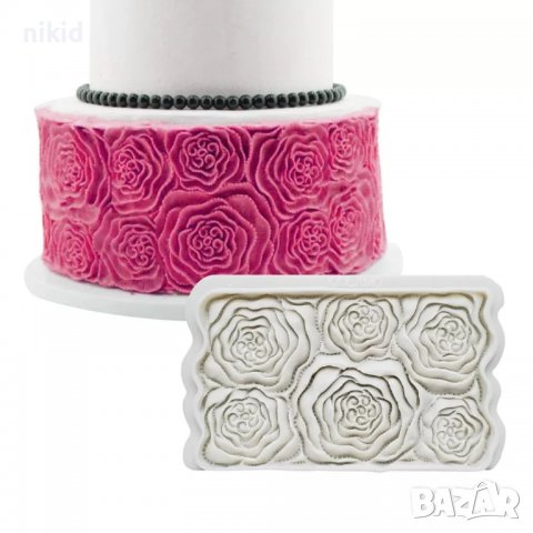 Огромни Рози Розети божури на пластове пано силиконов молд форма декорация торта фондан