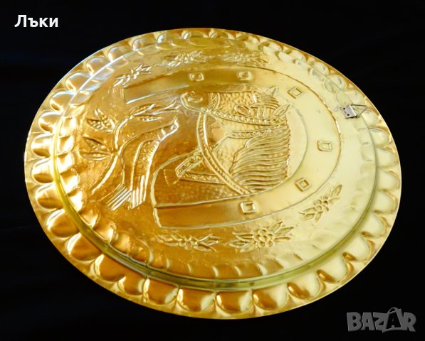 Бронзово пано,плато с Кон,Подкова,Гълъб,за късмет. , снимка 3 - Антикварни и старинни предмети - 29447495