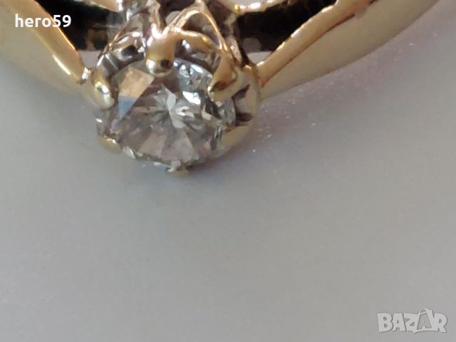 Дамски златен 375 проба пръстен с брилянт 0.25 карата-диамант, снимка 7 - Пръстени - 35474595
