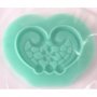 Полу сърце с цвете орнамент силиконов молд форма фондан гипс шоколад, снимка 1 - Форми - 37506453