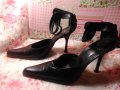 Уникални черни токчета - естествена кожа!, снимка 1 - Дамски обувки на ток - 30183681