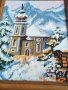 СТАР ГОБЛЕН НЕМСКА ЦЪРКВА ЗИМЕН ПЛАНИНСКИ ПЕЙЗАЖ в ДЪРВЕНА РАМКА 30918, снимка 8