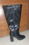Елегантни черни кроко кожени ботуши, снимка 5