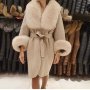 Дамско луксозно палто кашмир вълна и лисица код 92 , снимка 3
