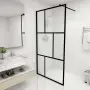 vidaXL Преграден параван за баня, закалено стъкло, черен, 100x195 см, снимка 2