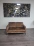 Дизайнерски кафяв диван от плат кадифе двойка, снимка 1 - Дивани и мека мебел - 42422504