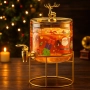 Стъклен диспенсър за напитки 2.6 L с коледен дизайн и златиста стойка, снимка 7