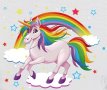 Красив пъстър еднорог с дъга стикер лепенка за стена самозалепващ, снимка 2
