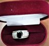 Мъжки сребърен пръстен с камък Оникс 925- размер 63, снимка 1