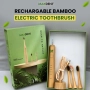Акумулаторна електрическа четка за зъби Maxdent от бамбук, 3 глави, снимка 9