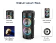 Мощна Преносима Bluetooth Тонколона ZQS4239S с LED Светлини, FM Радио и Караоке Микрофон, снимка 6