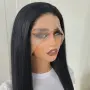 Черна права перука 70 см с дантелена зона 13x4 Lace Front, снимка 2