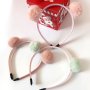 Розови детски диадемки с пухени топки, снимка 1