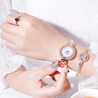 Дамски часовник с кристали + Подарък гривна., снимка 5 - Бижутерийни комплекти - 29480346