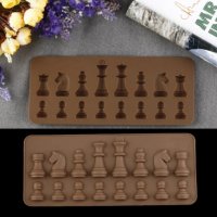 шах кон пешки шахматни 16 бр силиконов молд форма шоколад тесто фондан желе гипс и др, снимка 2 - Форми - 17437037