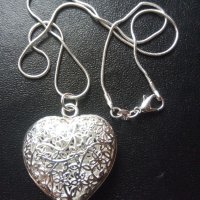 Сребърно колие Сърце , снимка 6 - Колиета, медальони, синджири - 42273949