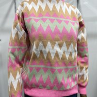 Цветен пуловер на райе в три цвята, снимка 3 - Блузи с дълъг ръкав и пуловери - 42292236