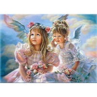 5D Ангелски шепот деца диамантен гоблен картина мозайка за направа по схема с камъчета , снимка 1 - Гоблени - 44519190