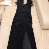 Черна рокля с щраусови пера луксозна елегантна нова година розова сива, снимка 14 - Рокли - 31235980