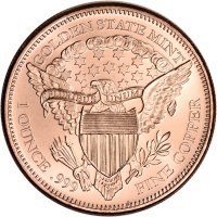 1 oz Golden State Mint Standing Liberty 999 Fine Copper Round, снимка 2 - Нумизматика и бонистика - 44351994