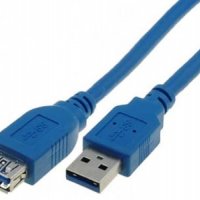 Кабел USB M-USB F 1m BLUE, снимка 1 - Друга електроника - 40178776