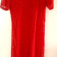 Червена елегантна рокля от дантела, снимка 1 - Рокли - 40691205