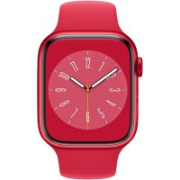 Apple Watch 8, GPS, Cellular, Корпус RED Aluminium 45mm, RED Sport Band, снимка 2 - Смарт гривни - 38016662