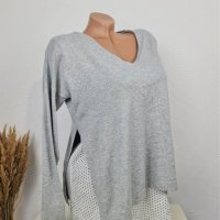 Дамска риза в сиво с имитация на риза, снимка 7 - Блузи с дълъг ръкав и пуловери - 38578399