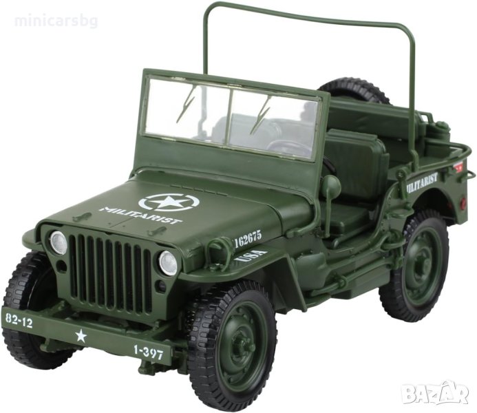 Метални коли - Метален Военен Джип USA 1:18 – Military Jeep,, снимка 1