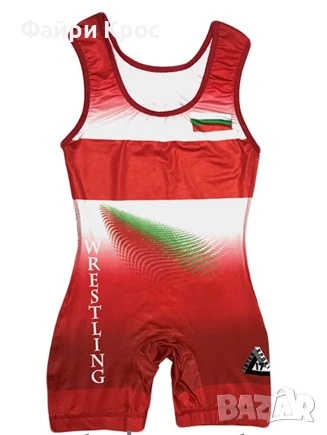 Трико за борба, вдигане на тежести, сублимация - червено, синьо, снимка 1