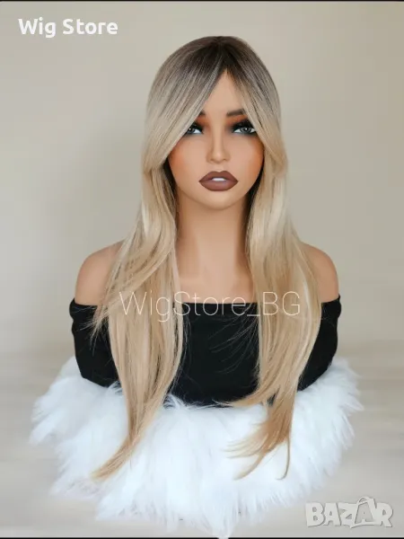 Тъмно руса перука с бретон, снимка 1