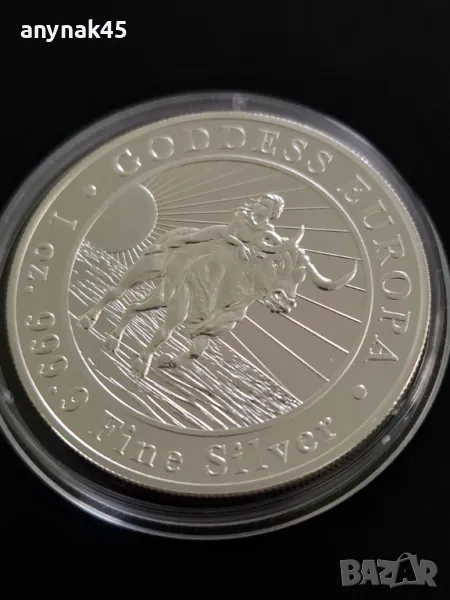 Сребърна монета 1oz.Богинята Европа, снимка 1