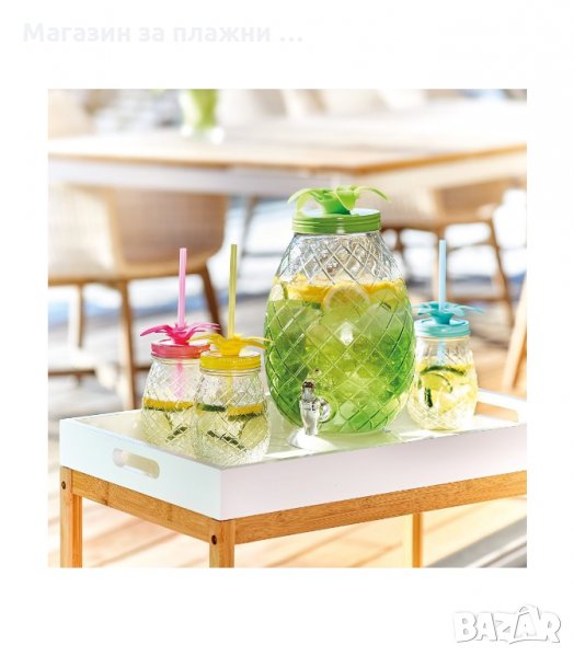 СТЪКЛЕН БУРКАН ЗА НАПИТКИ И КОКТЕЙЛИ С ФОРМА НА АНАНАС - код 2661, снимка 1