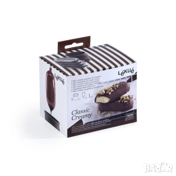 Комплект форми за сладолед на клечка Lekue 4 броя, с капачета, снимка 1