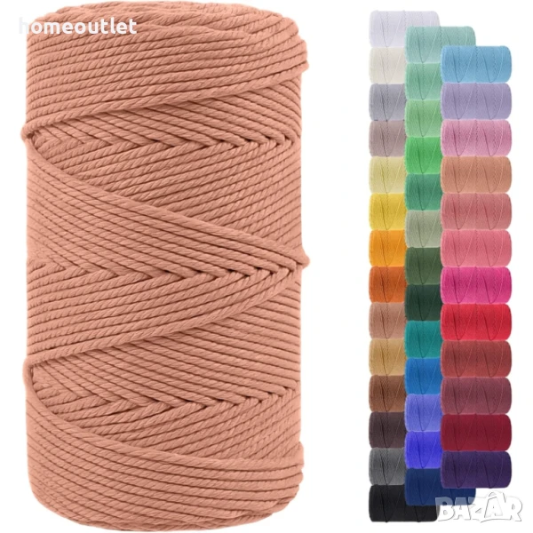 Памучен шнур / въже за макраме X001BZ873X 4MM/200M ZIEGELROT, снимка 1