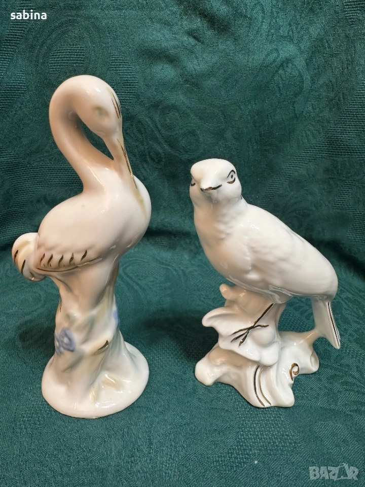 Фигури/статуетки птица и жерав-Полонное и Лимож/Limoges, снимка 1