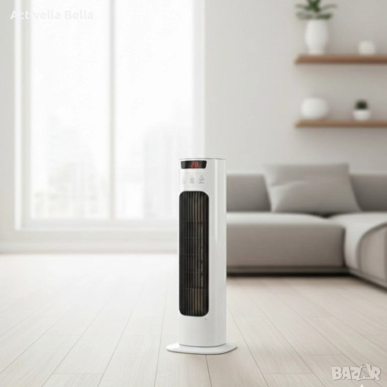 Вертикален керамичен отоплител с дистанционно и защита от прегряване, снимка 1