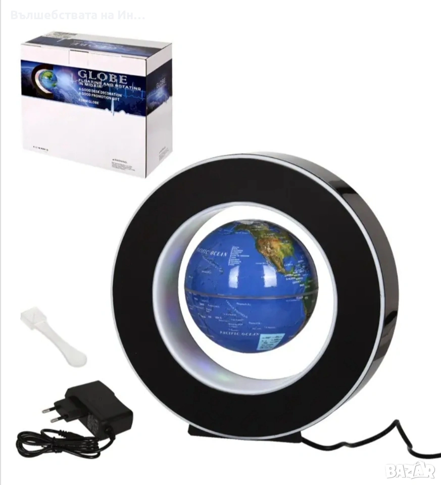 Магнитен левитиращ глобус с LED светлина, снимка 1