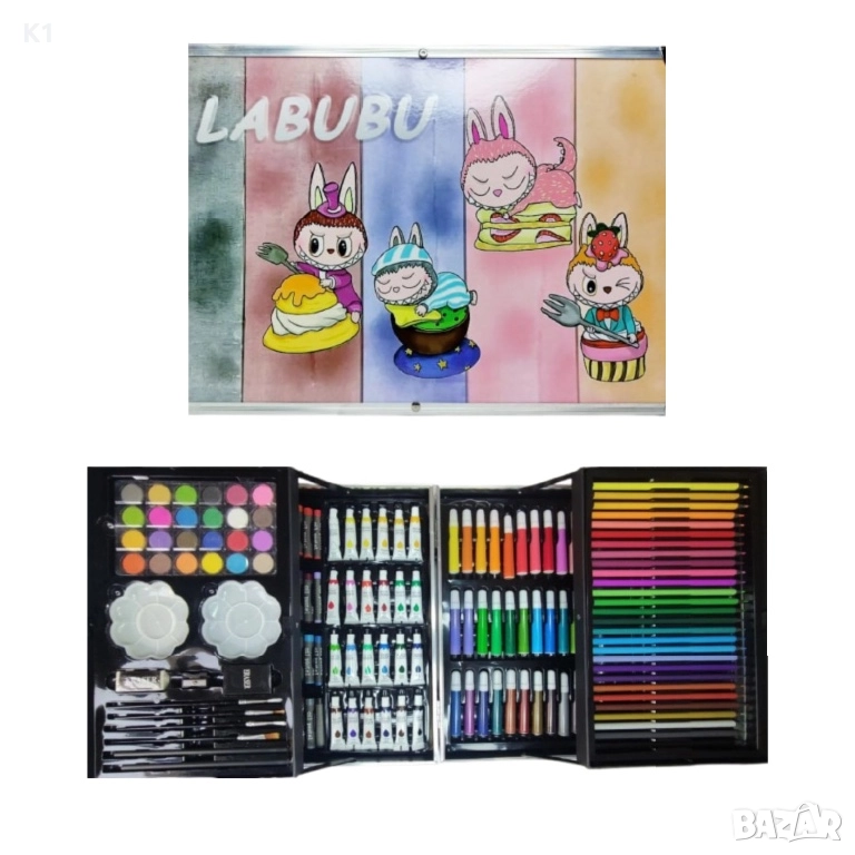 Куфар на Лабубу с много аксесоари за рисуване Labubu, снимка 1