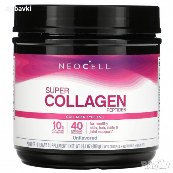 Колаген на прах, Неосел, Neocell, Super Collagen Peptides, Unflavored, 400 g, снимка 1