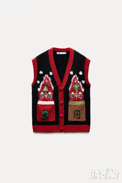Новогодишна жакардова жилетка/елек ZARA, снимка 1