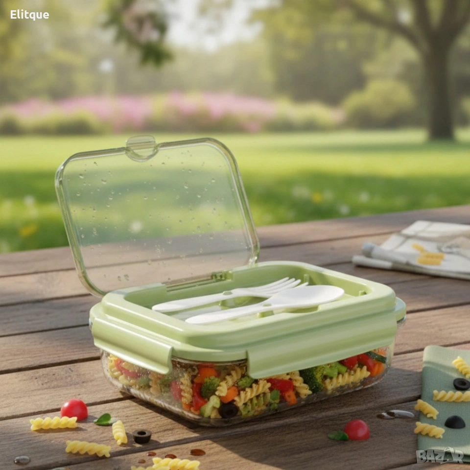 Кутия за обяд Cheffinger с 3 отделения, с включени вилица и лъжица, снимка 1